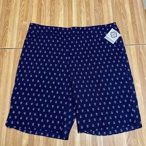 Kate Park Women’s Stretch Pull-On Shorts Navy Blue White Anchor Size 2X NWT